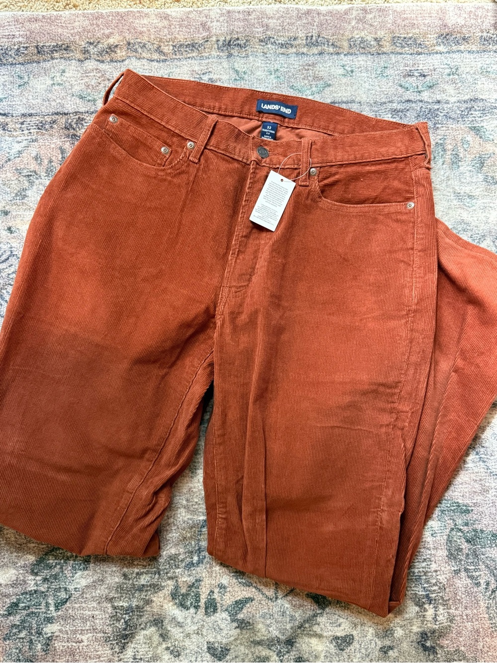 Lands' End Men's Burnt Orange Corduroy Pants